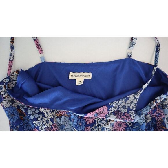 The General Good Women's Sz M Blue Floral Sofia Tiered Spaghetti Strap Dress - Picture 7 of 14